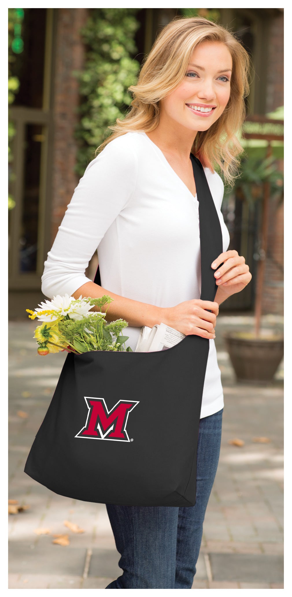 Miami University Cross Body Bag Miami of Ohio Shoulder Tote Bag - Sling Style Black