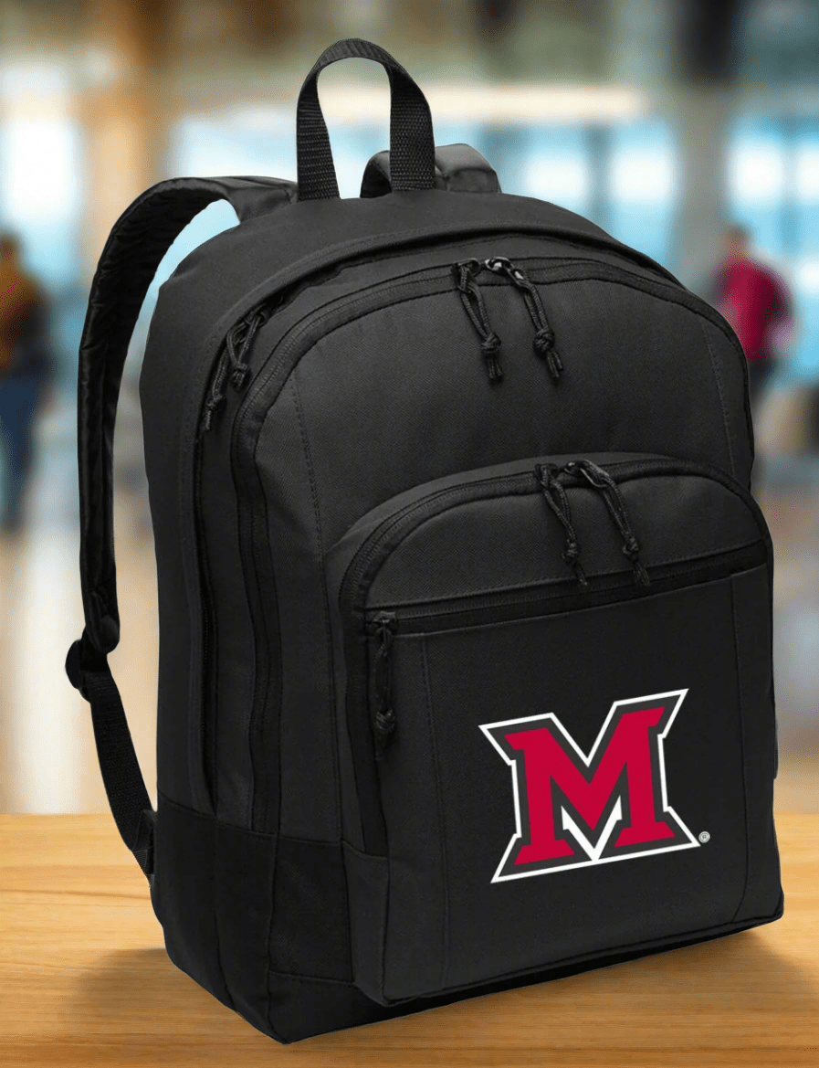 Miami University Backpack Miami RedHawks Medium Classic Style Backpack Black