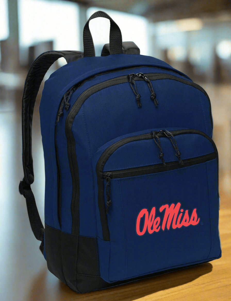 Ole Miss Backpack University of Mississippi Medium Classic Style Backpack Navy