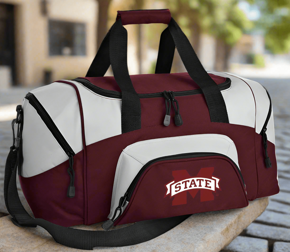 Mississippi State Small Duffel Bag MSU Bulldogs Carryon Suitcase or Gym Bag Black