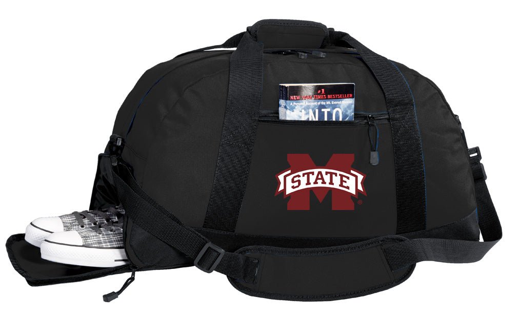 Mississippi State Duffel Bag – Official Bulldogs Medium Gym & Travel Bag with Shoe Pocket – 600D Polyester
