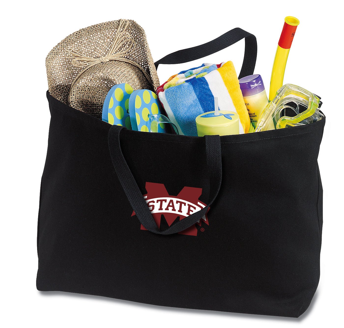 Mississippi State Large Tote Bag MSU Bulldogs Jumbo Tote for Beach Pool or Travel Black