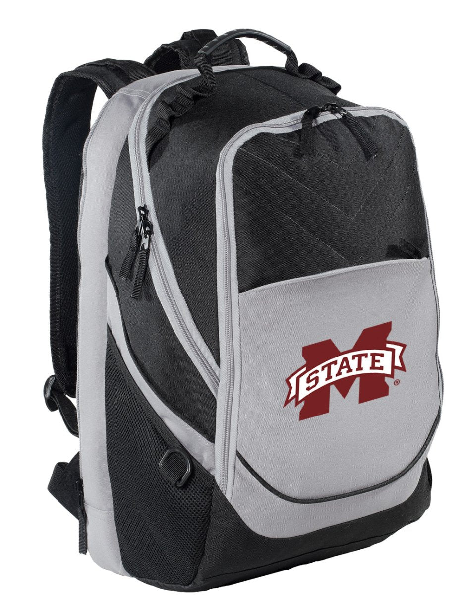 Mississippi State Bulldogs Laptop Backpack – Official MSU Bookbag – 17" Laptop Sleeve, NCAA School Gear – 600D Polyester Black and Gray