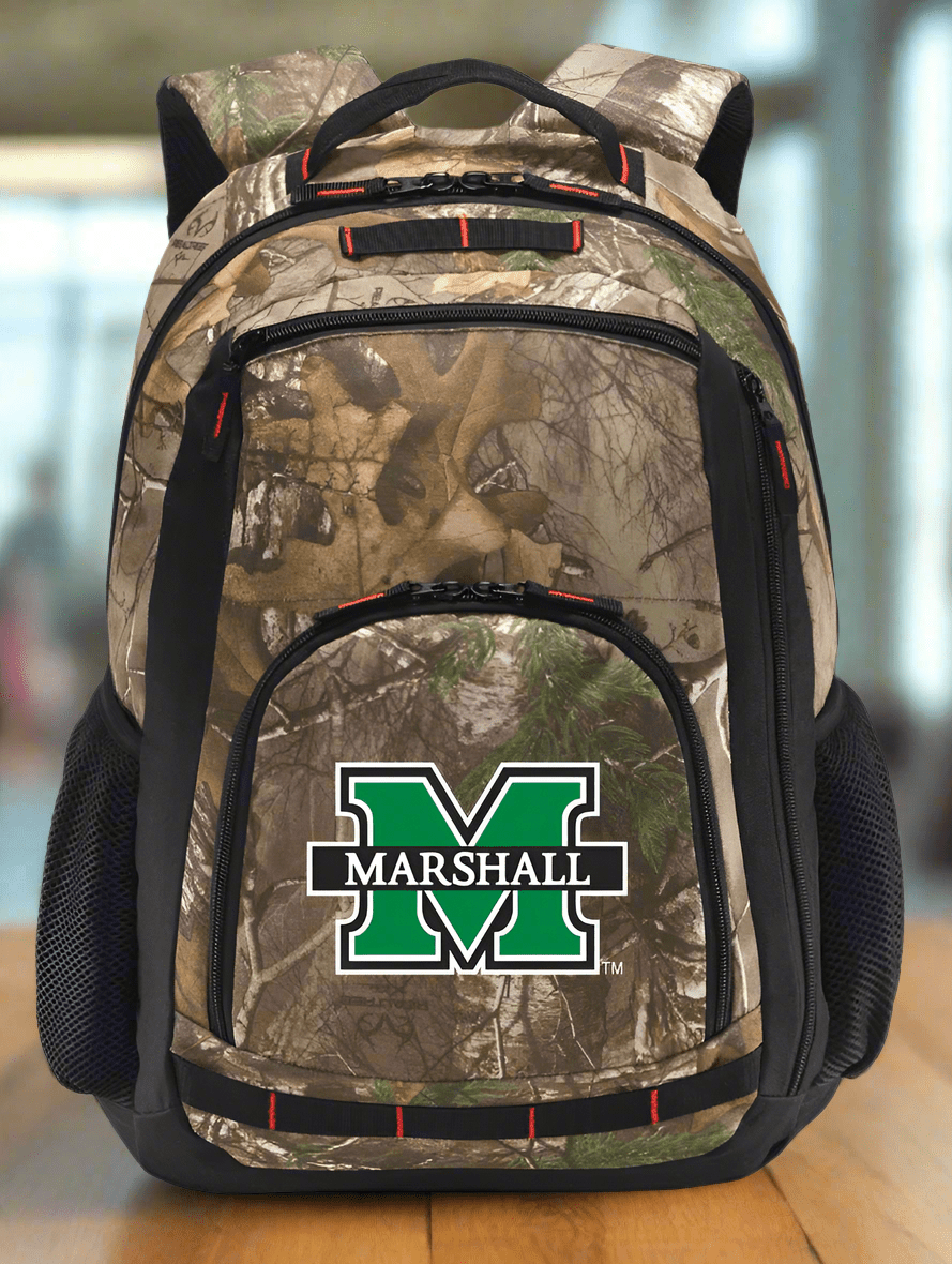 Marshall University Camo Backpack MU Herd Laptop Computer Backpack