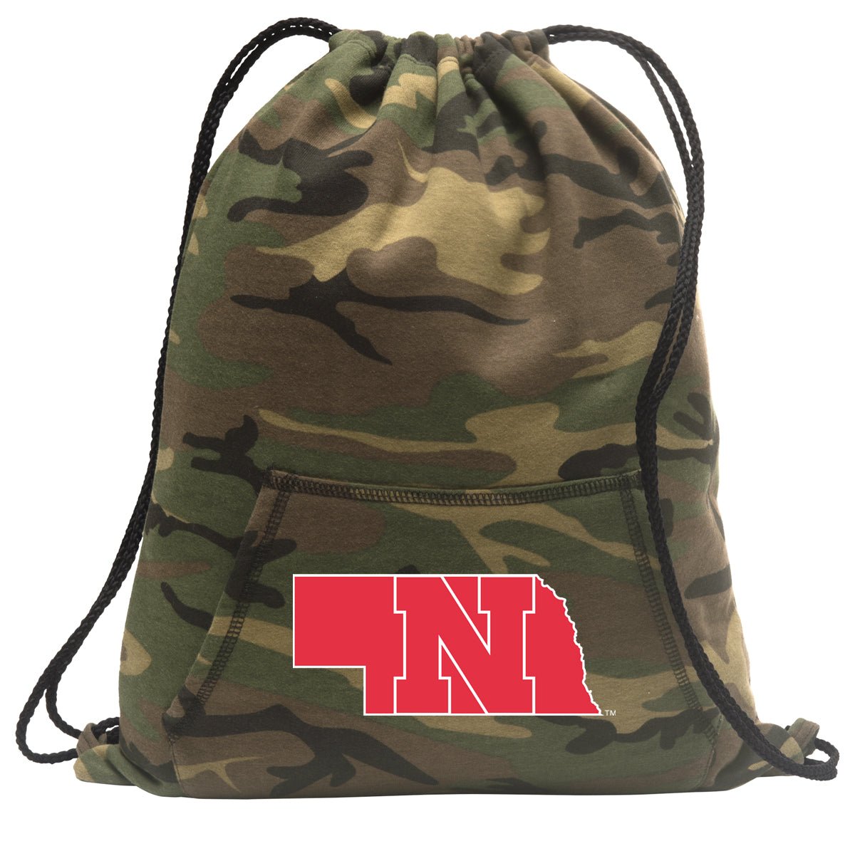 University of Nebraska Logo Camo Drawstring Backpack Hoody Style Cinch Pack Bag