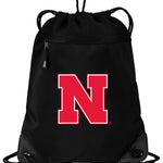 University of Nebraska Drawstring Backpack Cinch Pack - Mesh & Microfiber Black
