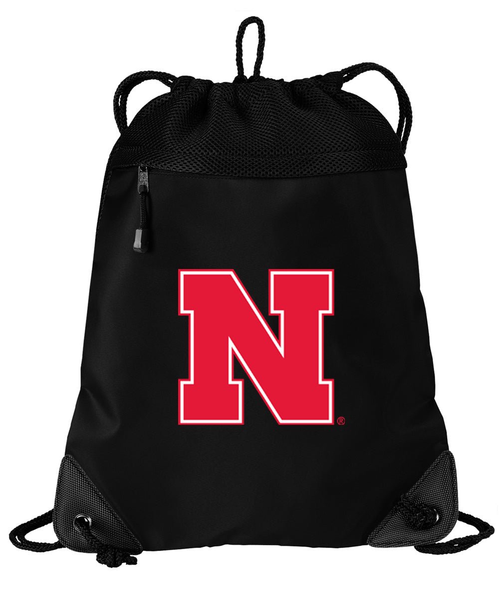 University of Nebraska Drawstring Backpack Cinch Pack - Mesh & Microfiber Black