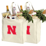 University of Nebraska Grocery Shopping Bags 2 PC SET Reusable Cotton Bags