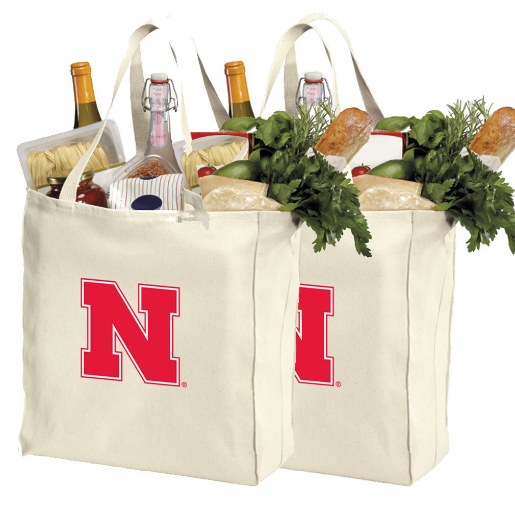 University of Nebraska Grocery Shopping Bags 2 PC SET Reusable Cotton Bags