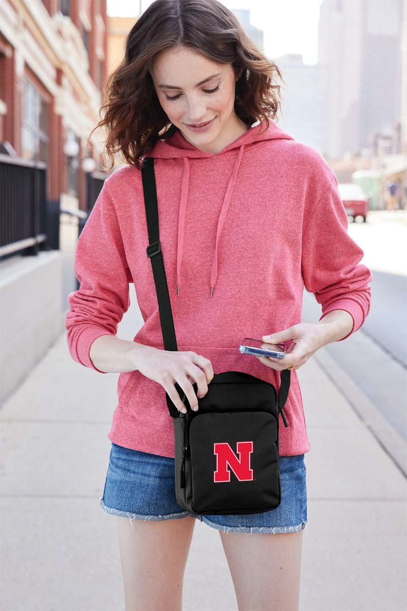 University of Nebraska Crossbody Bag Travel Sling Pack Black
