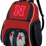 University of Nebraska Soccer Ball Backpack or Huskers Volleyball Sports Gear Bag Red