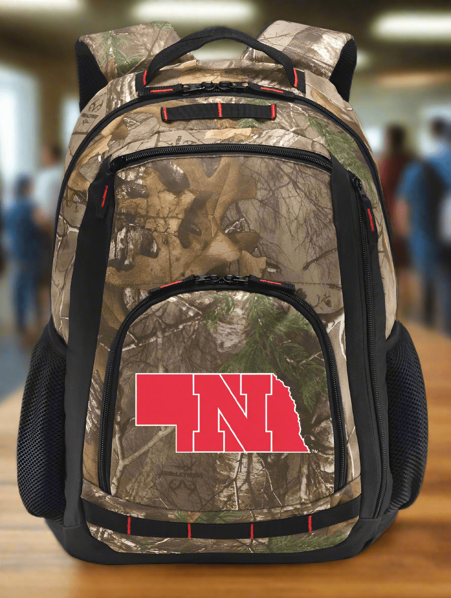 University of Nebraska Logo Camo Backpack Huskers Laptop Computer Backpack