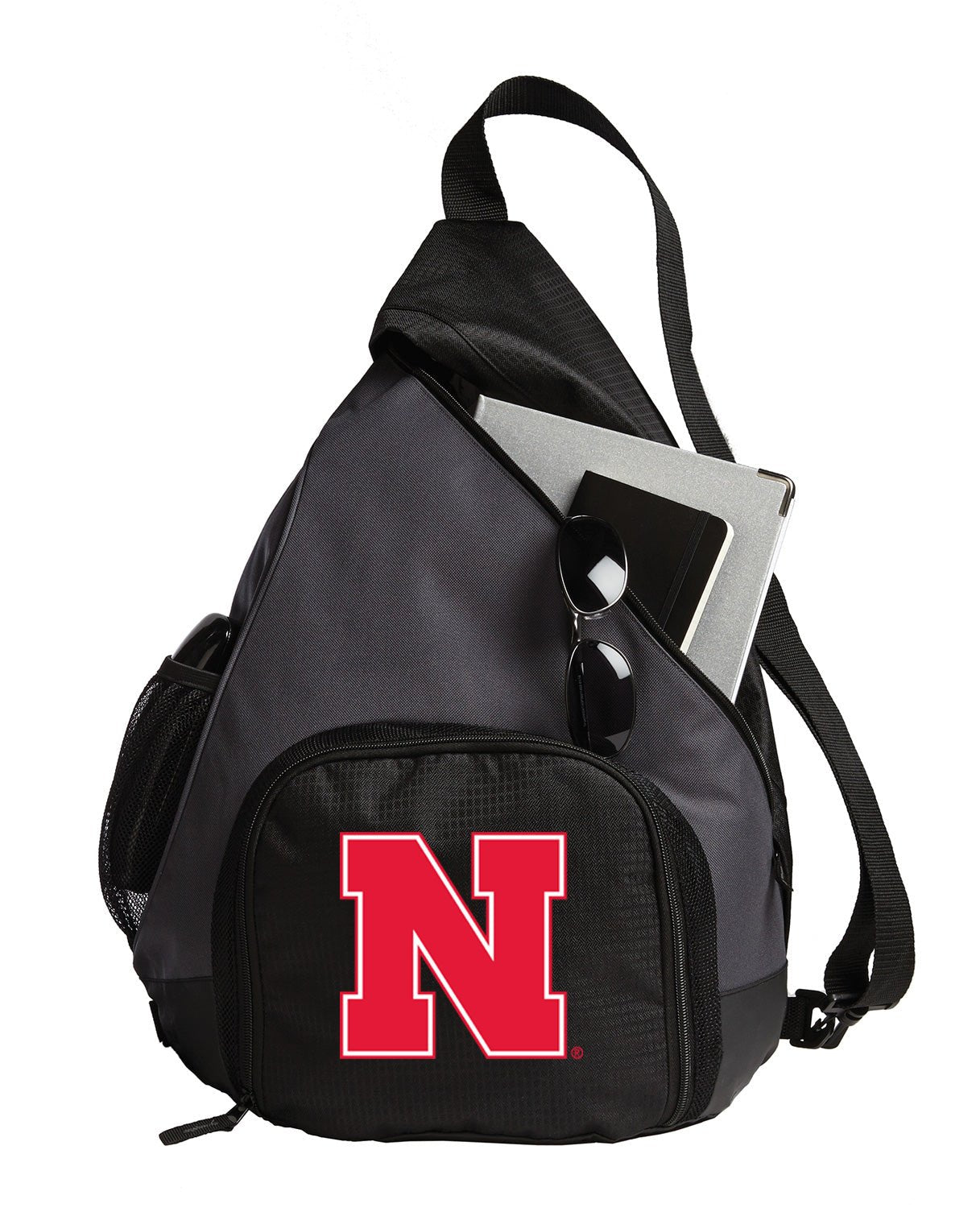 University of Nebraska Sling Backpack with Soccer Ball or Volleyball Bag Sports Gear Practice Bag Black