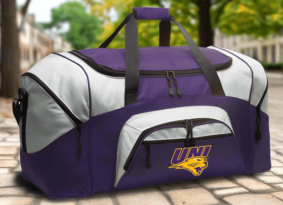 Northern Iowa Large Duffel Bag UNI Panthers Suitcase Luggage Bag Purple