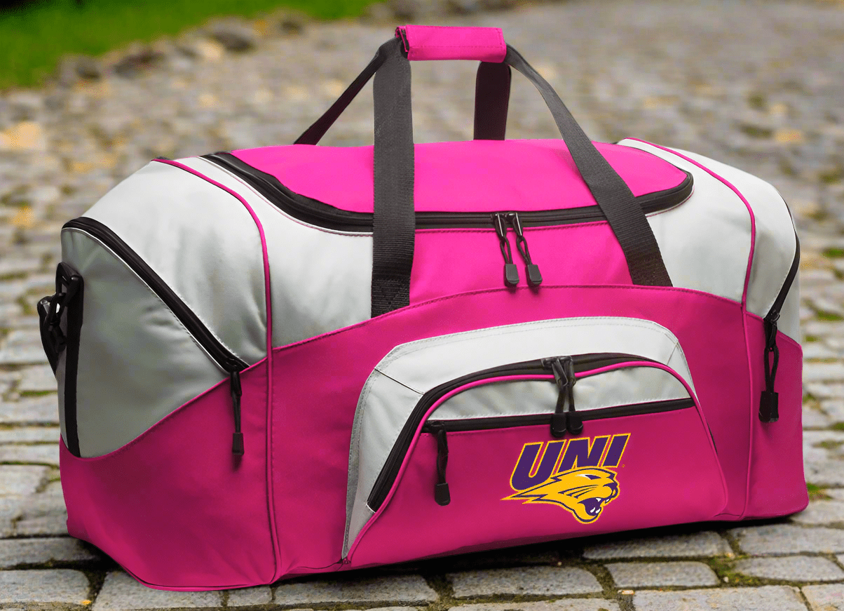 Northern Iowa Large Duffel Bag UNI Panthers Suitcase Luggage Bag Pink