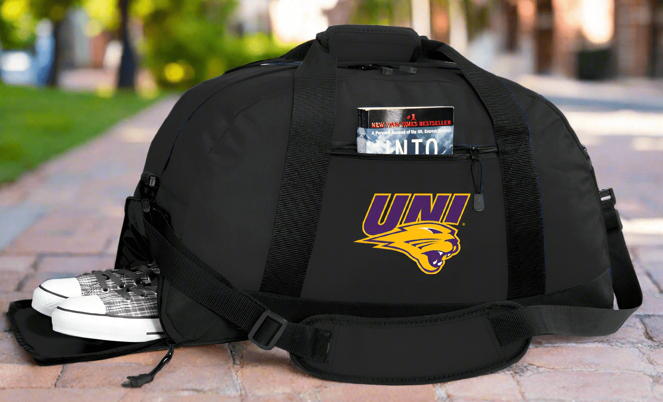 Northern Iowa Duffel Bag β Official Panthers Medium Gym & Travel Bag with Shoe Pocket β 600D Polyester