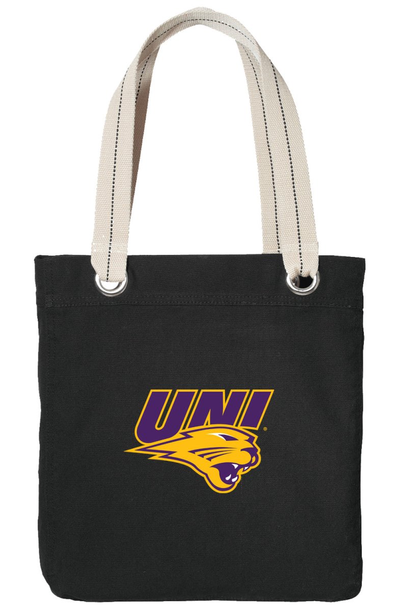 Northern Iowa Tote Bag UNI Panthers Deluxe Canvas Shoulder Bag Black