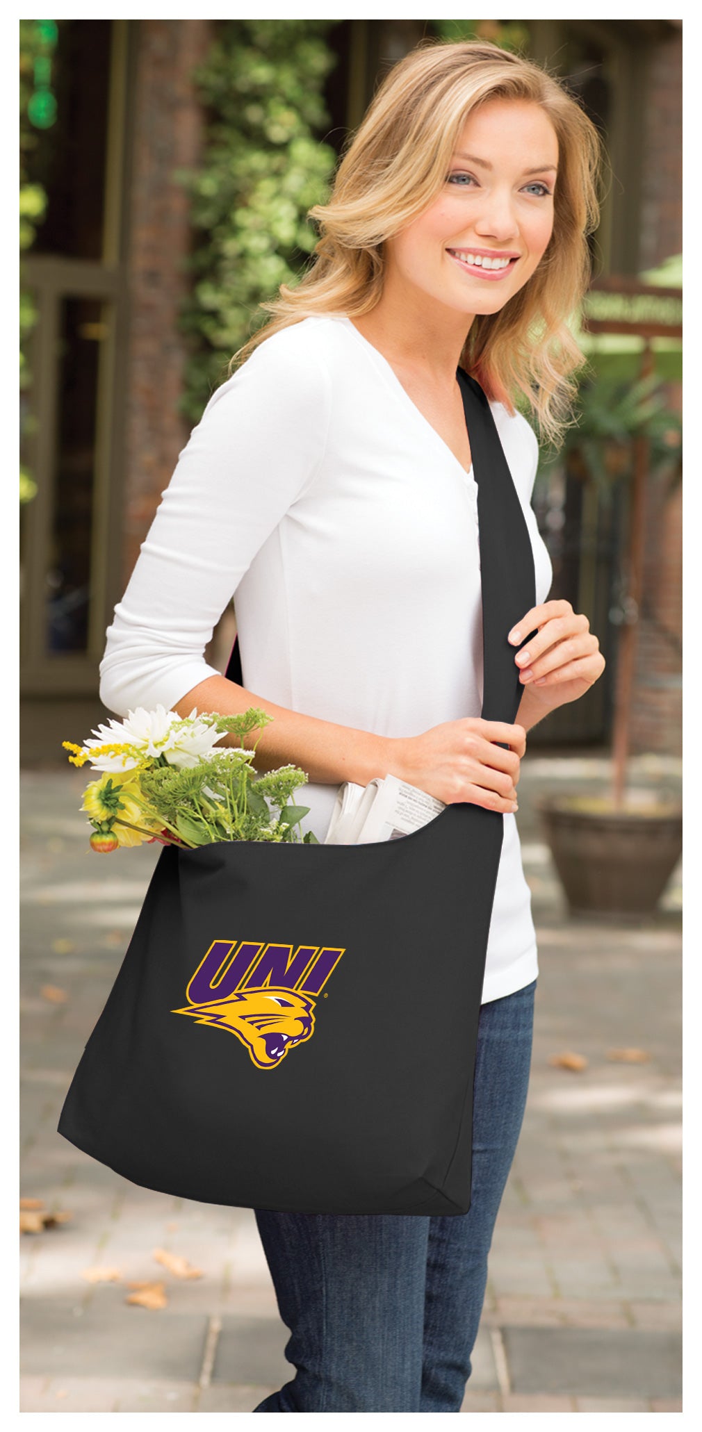 Northern Iowa Cross Body Bag UNI Panthers Shoulder Tote Bag - Sling Style Black