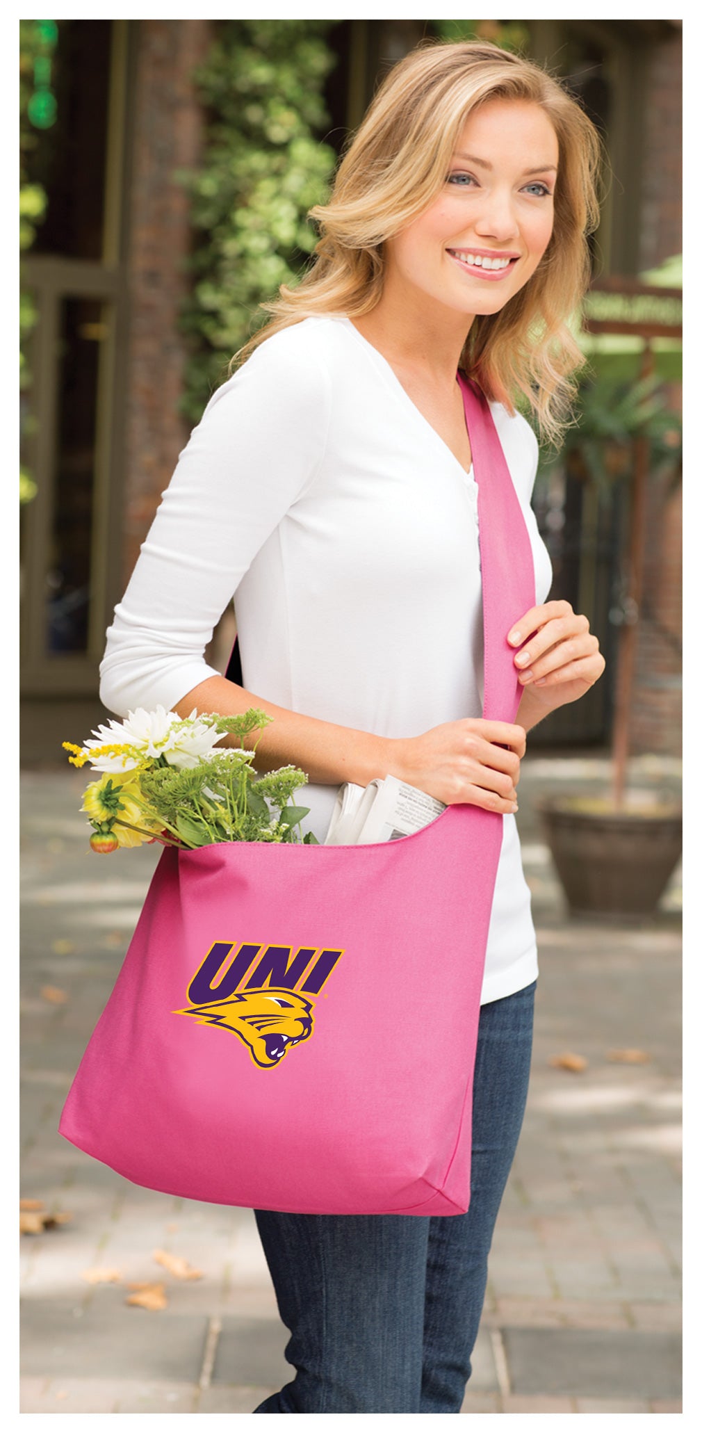 Northern Iowa Cross Body Bag UNI Panthers Shoulder Tote Bag - Sling Style Pink