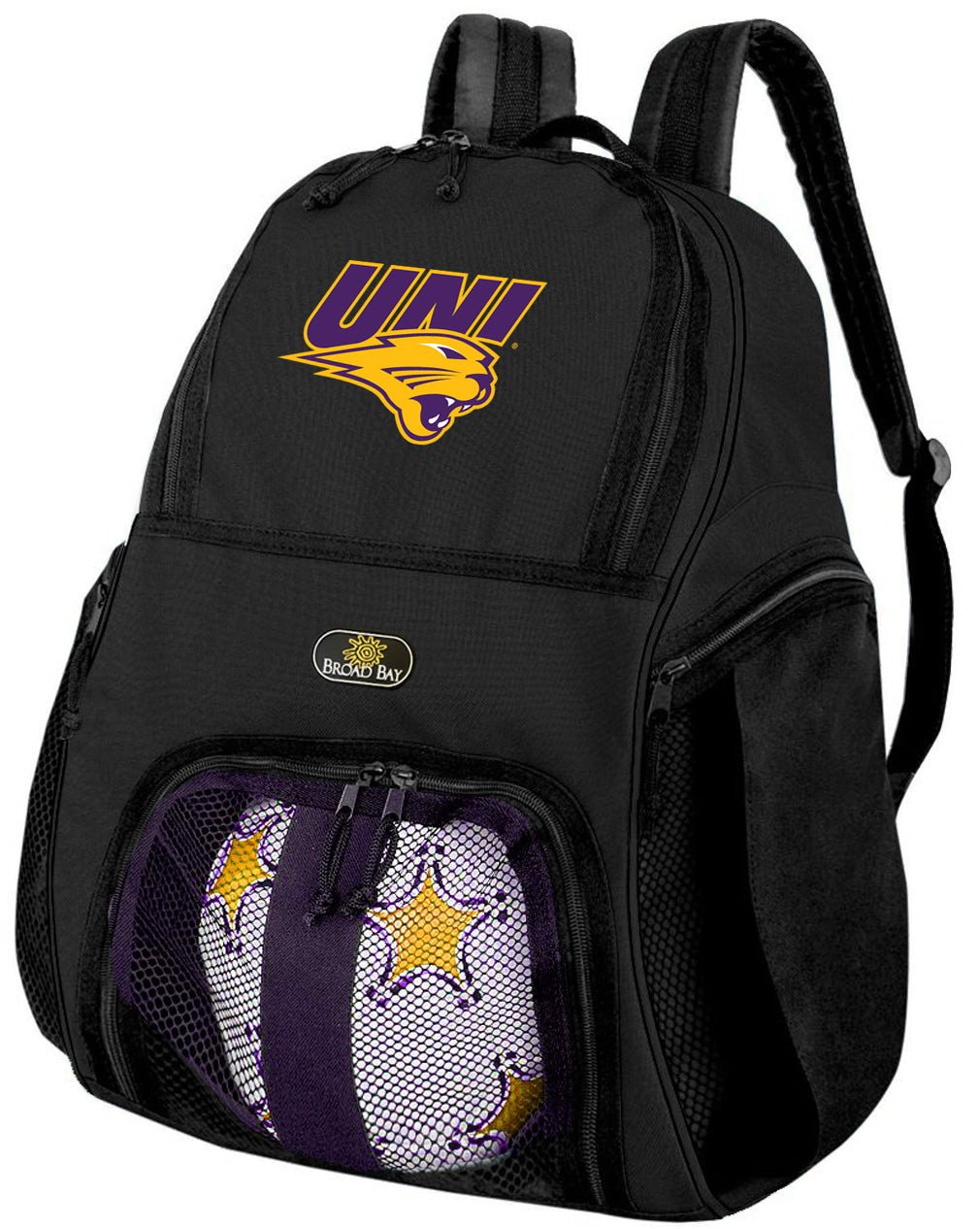 Northern Iowa Soccer Ball Backpack or UNI Panthers Volleyball Sports Gear Bag Black