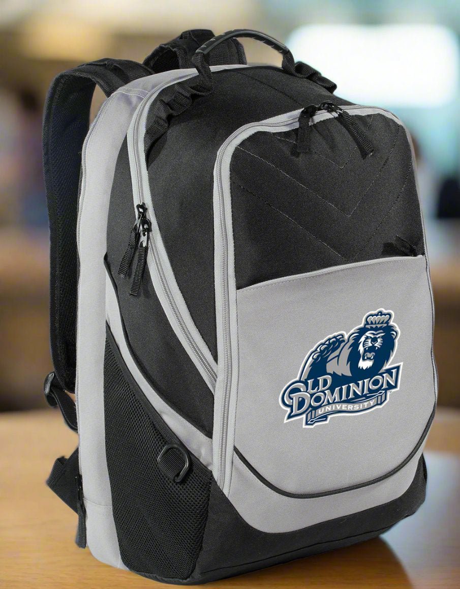 ODU Laptop Backpack – Official Old Dominion Monarchs Bookbag – 17" Laptop Sleeve, NCAA School Gear – 600D Polyester Black and Gray