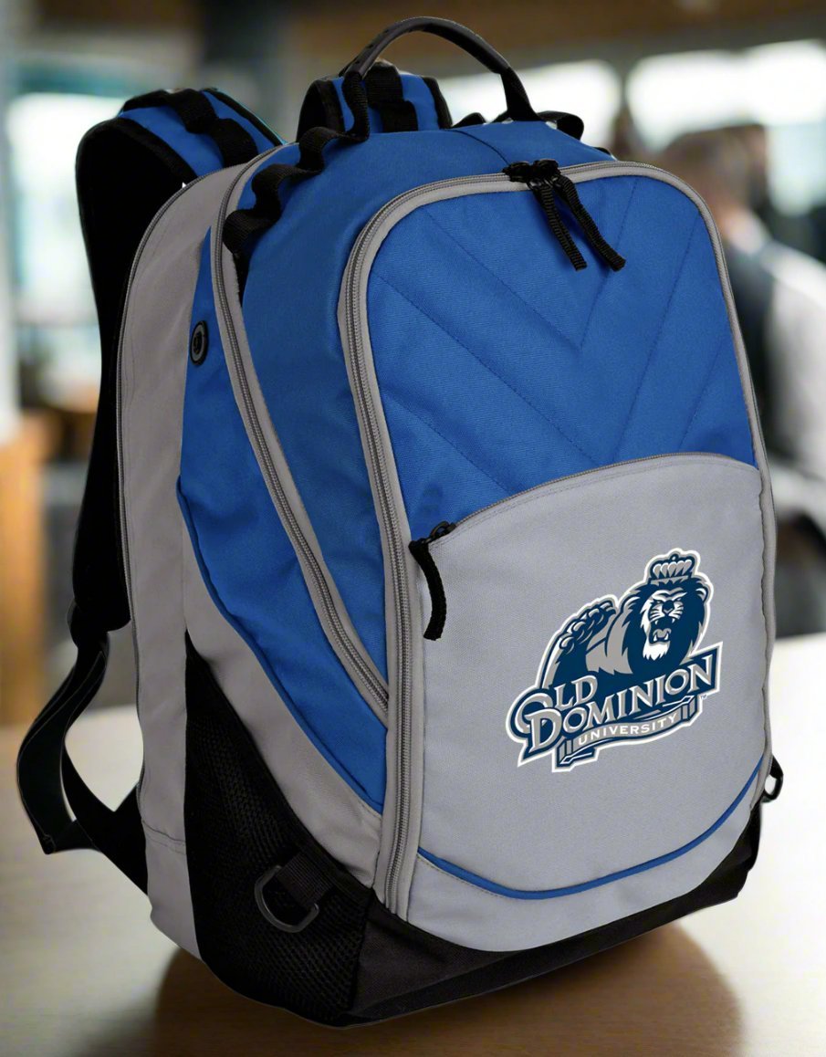 ODU Laptop Backpack – Official Old Dominion Monarchs Bookbag – 17" Laptop Sleeve, NCAA School Gear – 600D Polyester Blue and Gray