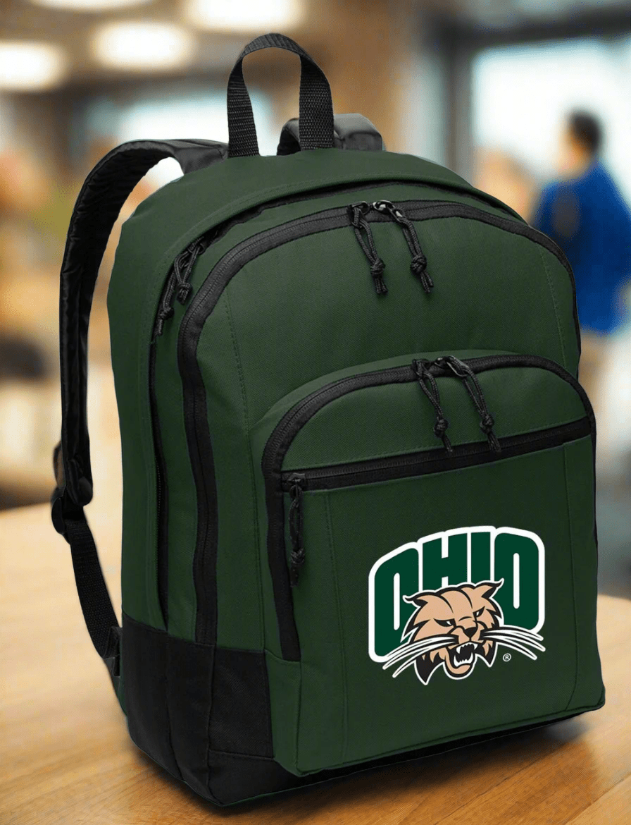 Ohio University Backpack Ohio Bobcats Medium Classic Style Backpack Dark Green