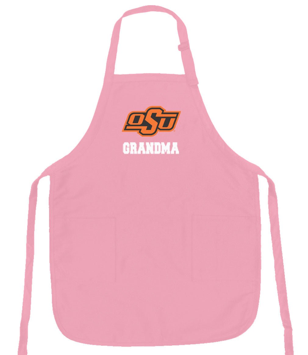Oklahoma State Apron OSU Cowboys Apron - Stain Resistant Fabric Grandma on Pink