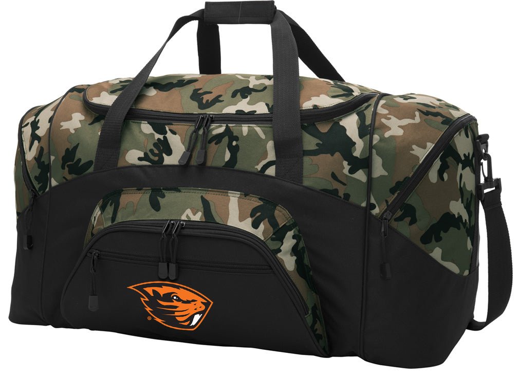 Oregon State Camo Duffel Bag – Official Beavers Travel, Gym & Sports Bag with Shoulder Strap – 600D Polyester