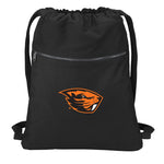 Oregon State University Canvas Drawstring Backpack OSU Beavers Cotton Cinch Pack Bag Black