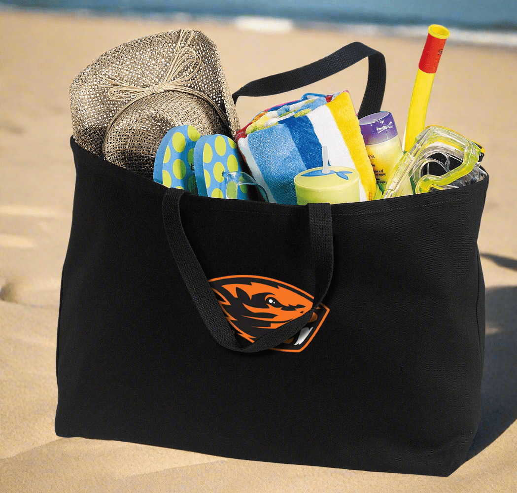 Oregon State Large Tote Bag OSU Beavers Jumbo Tote for Beach Pool or Travel Black