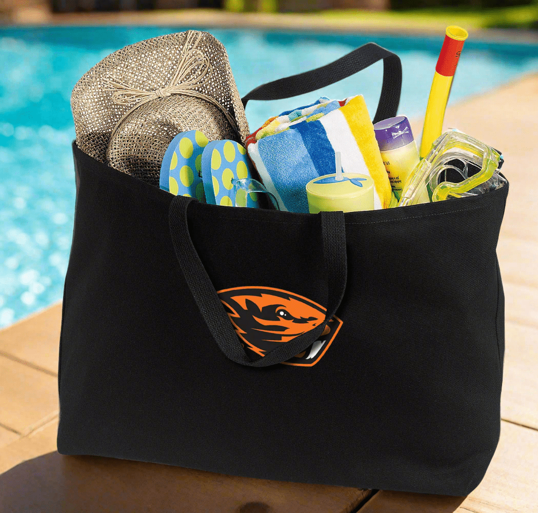 Oregon State Large Tote Bag OSU Beavers Jumbo Tote for Beach Pool or Travel Black