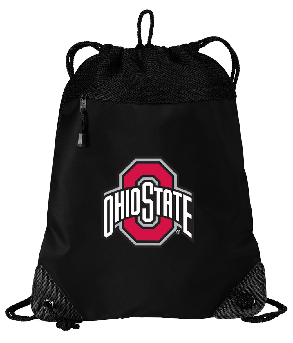 Ohio State Drawstring Backpack OSU Cinch Pack - Mesh & Microfiber Black
