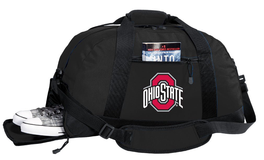Ohio State Duffel Bag – Official Buckeyes Medium Gym & Travel Bag with Shoe Pocket – 600D Polyester