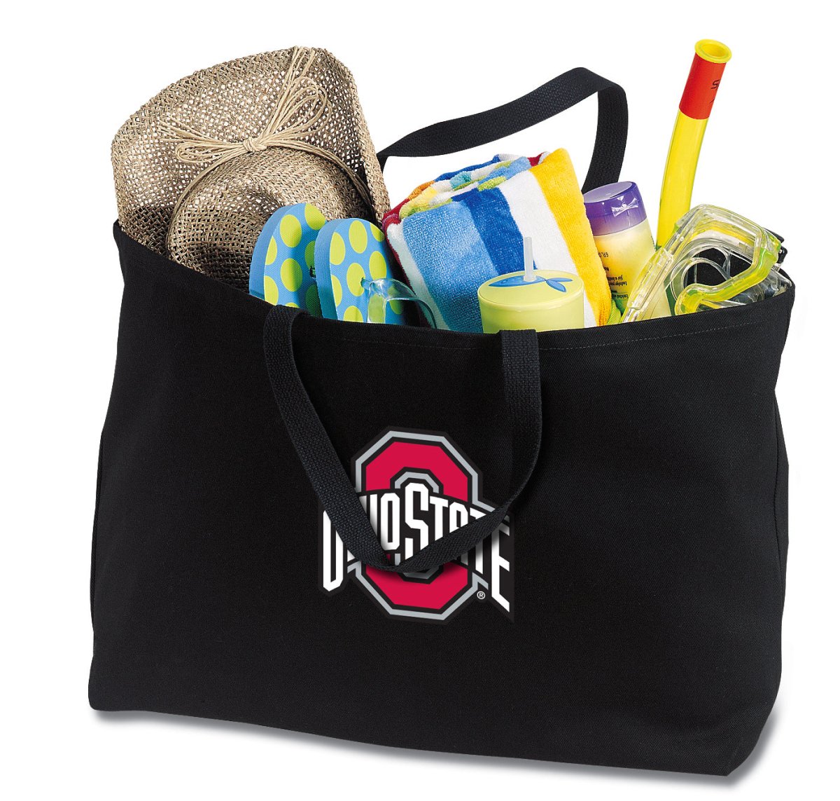 Ohio State Large Tote Bag OSU Jumbo Tote for Beach Pool or Travel Black
