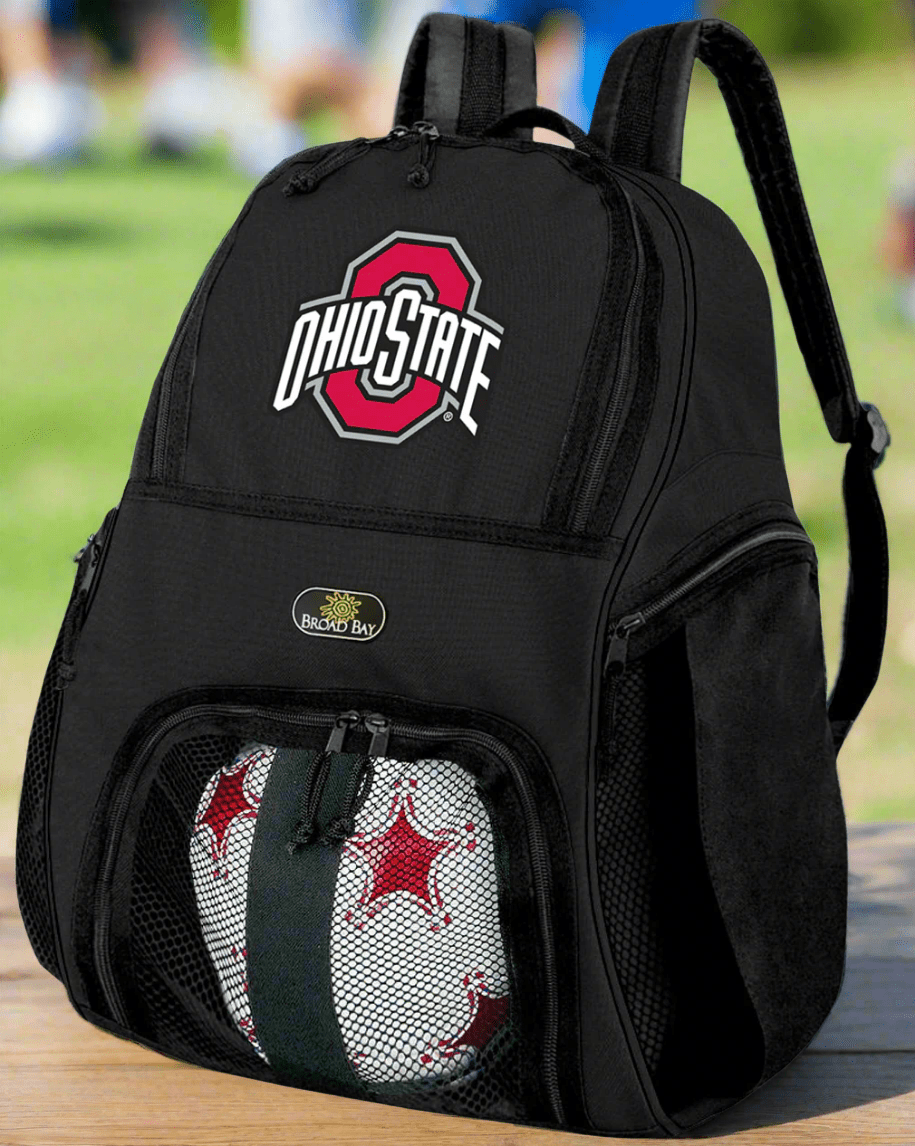Ohio State Soccer Ball Backpack or OSU Volleyball Sports Gear Bag Black