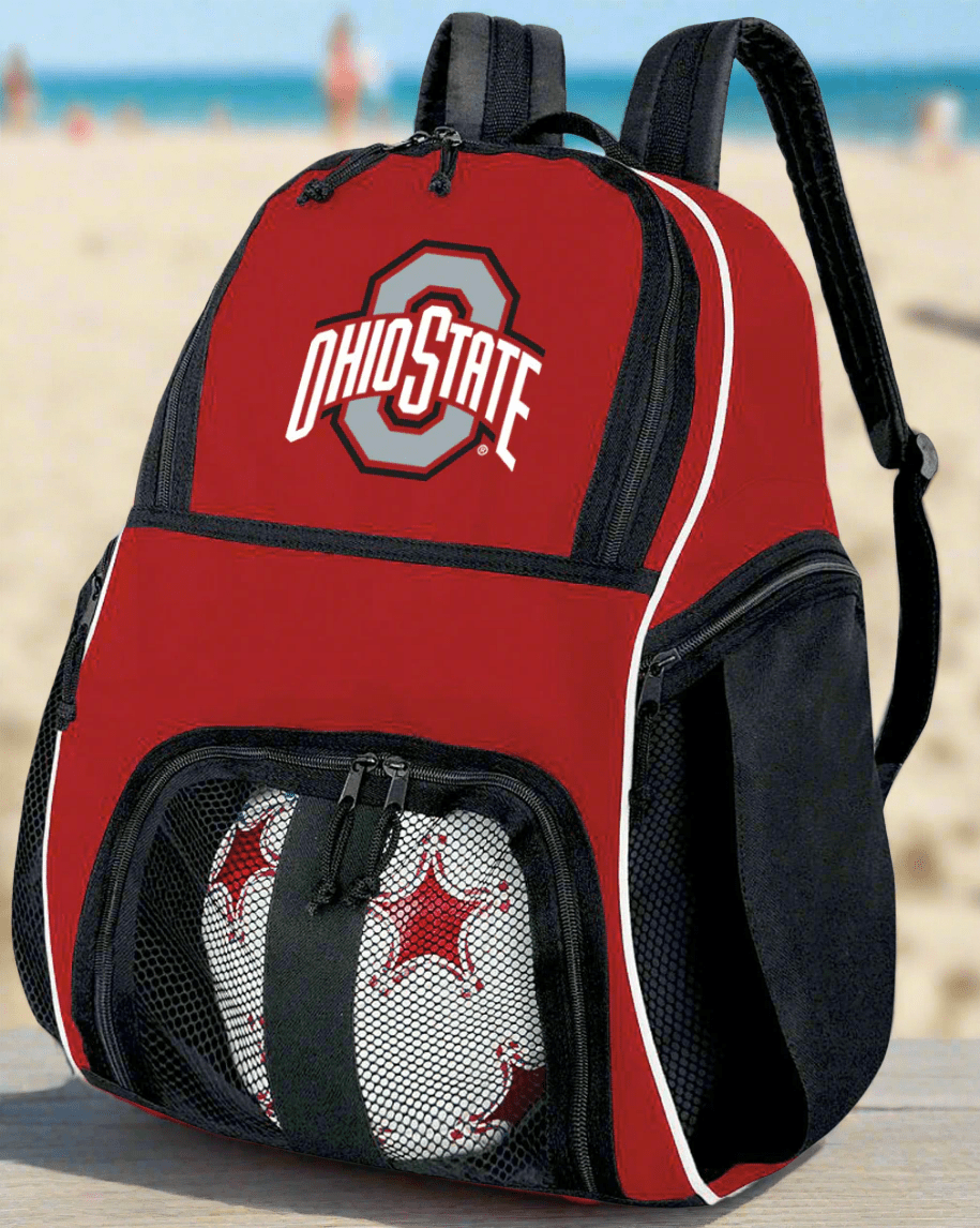 Ohio State Soccer Ball Backpack or OSU Volleyball Sports Gear Bag Red