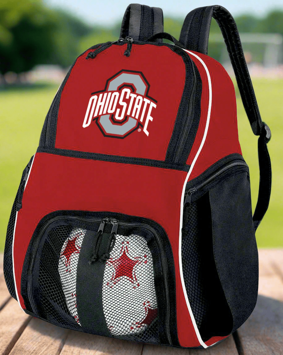 Ohio State Soccer Ball Backpack or OSU Volleyball Sports Gear Bag Red