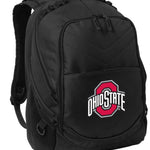 Ohio State Laptop Backpack – Official Buckeyes Bookbag – 17" Laptop Sleeve, NCAA School Gear – 600D Polyester Black