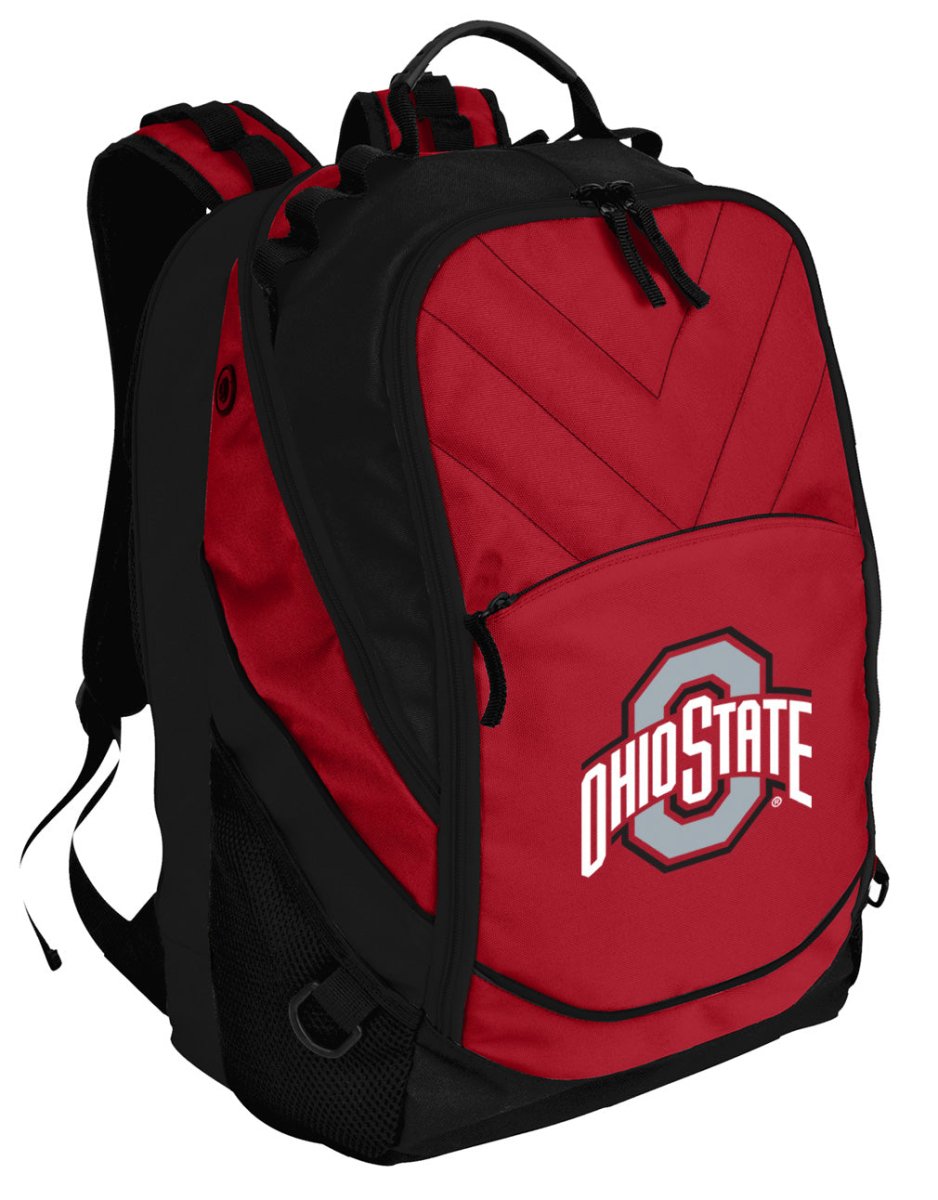 Ohio State Laptop Backpack – Official Buckeyes Bookbag – 17" Laptop Sleeve, NCAA School Gear – 600D Polyester Red
