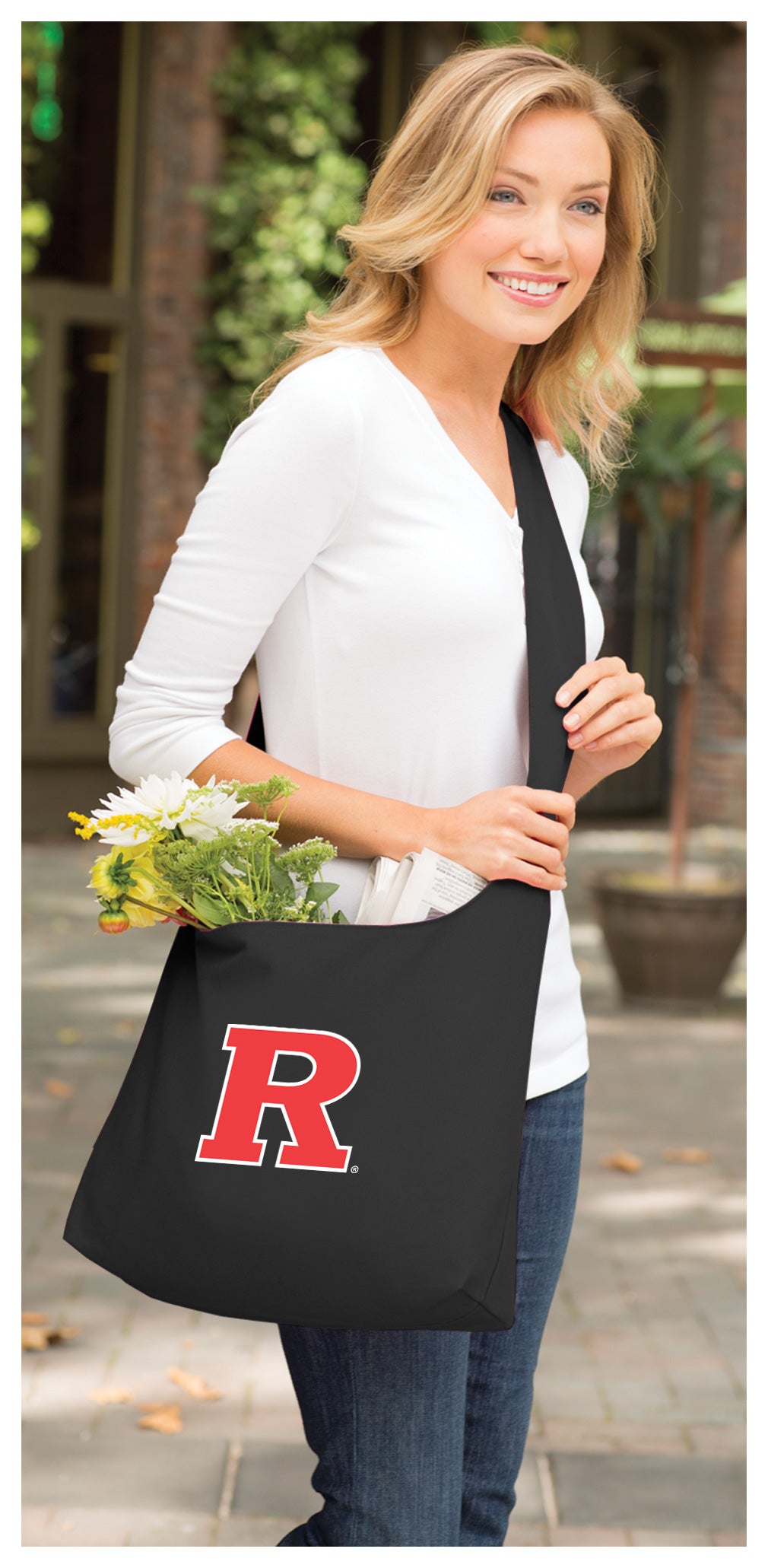 Rutgers Cross Body Bag RU Shoulder Tote Bag - Sling Style Black