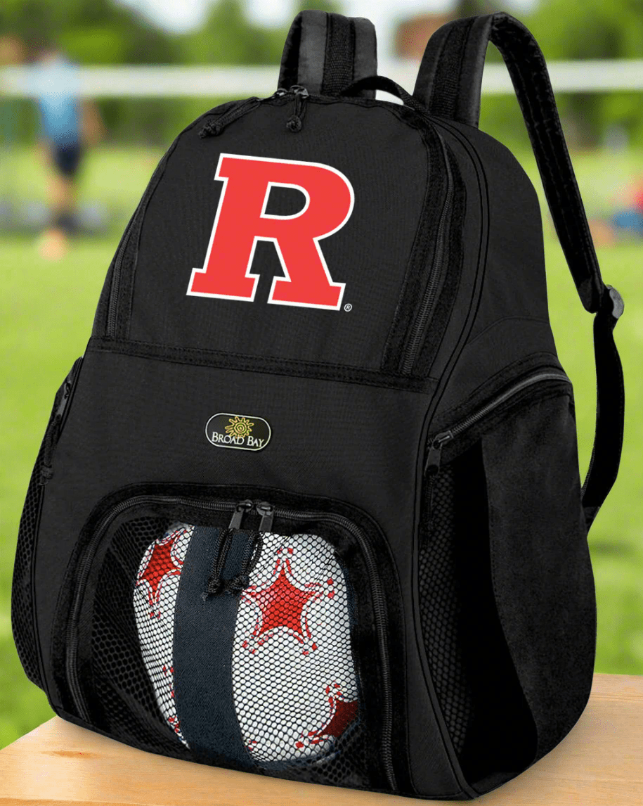 Rutgers Soccer Ball Backpack or RU Volleyball Sports Gear Bag Black