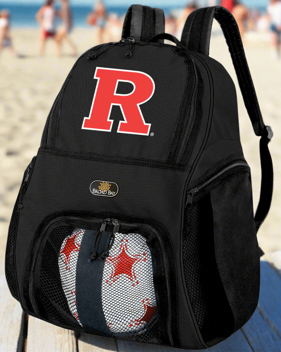 Rutgers Soccer Ball Backpack or RU Volleyball Sports Gear Bag Black