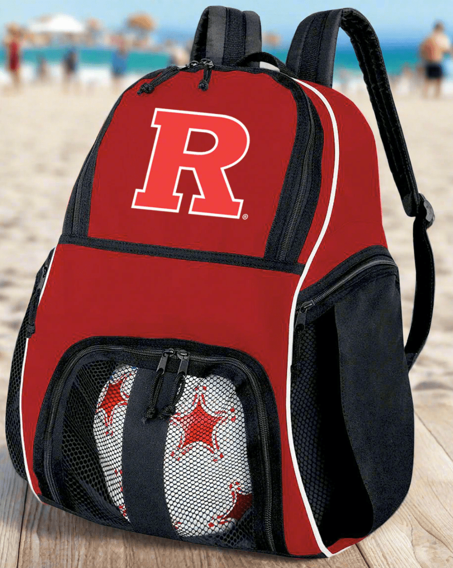 Rutgers Soccer Ball Backpack or RU Volleyball Sports Gear Bag Red