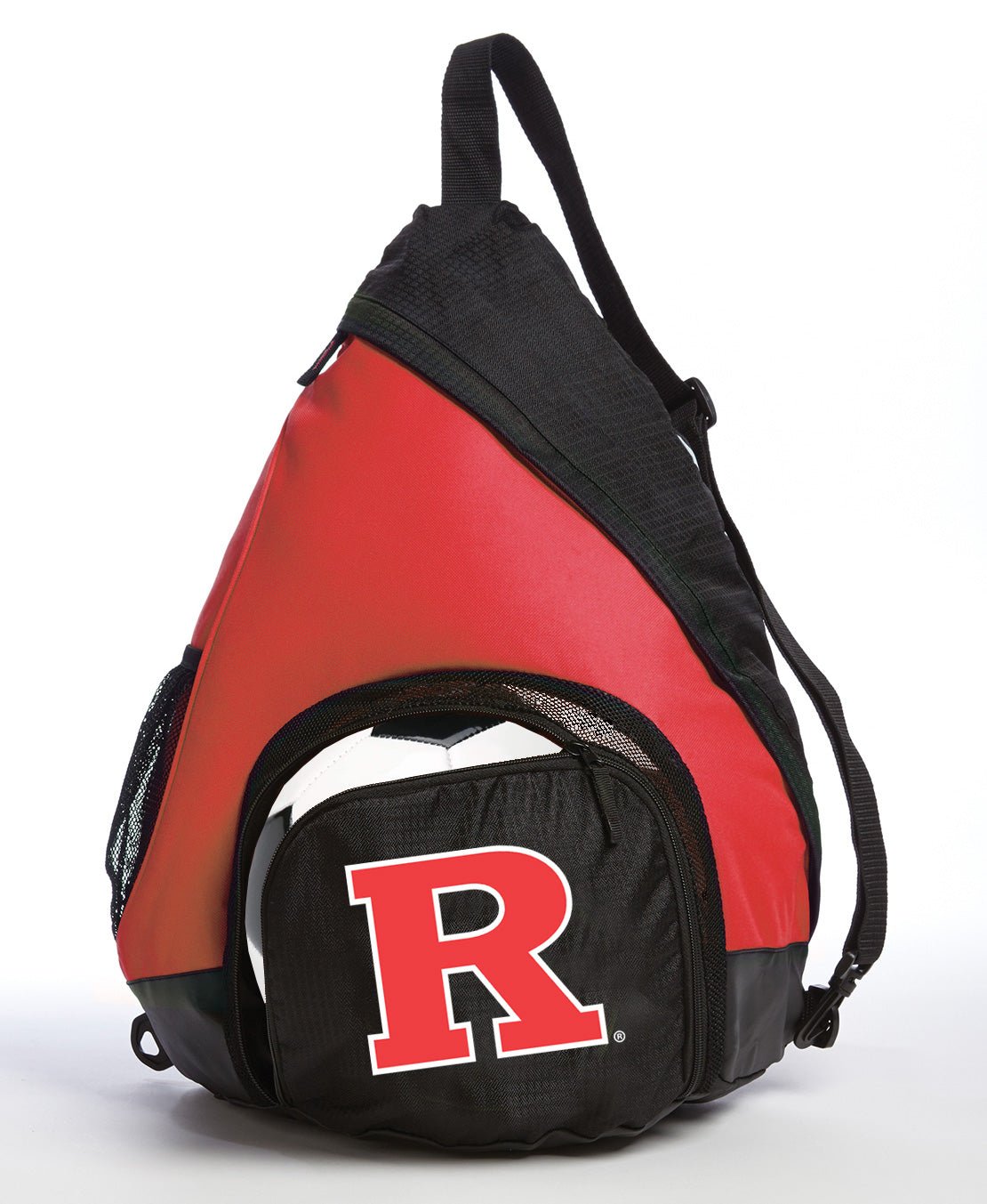 Rutgers Sling Backpack RU Bag with Soccer Ball or Volleyball Bag Sports Gear Compartment Practice Bag Red