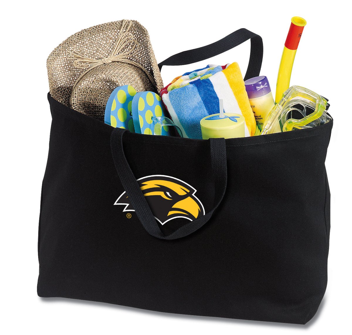 Southern Miss Large Tote Bag USM Jumbo Tote for Beach Pool or Travel Black