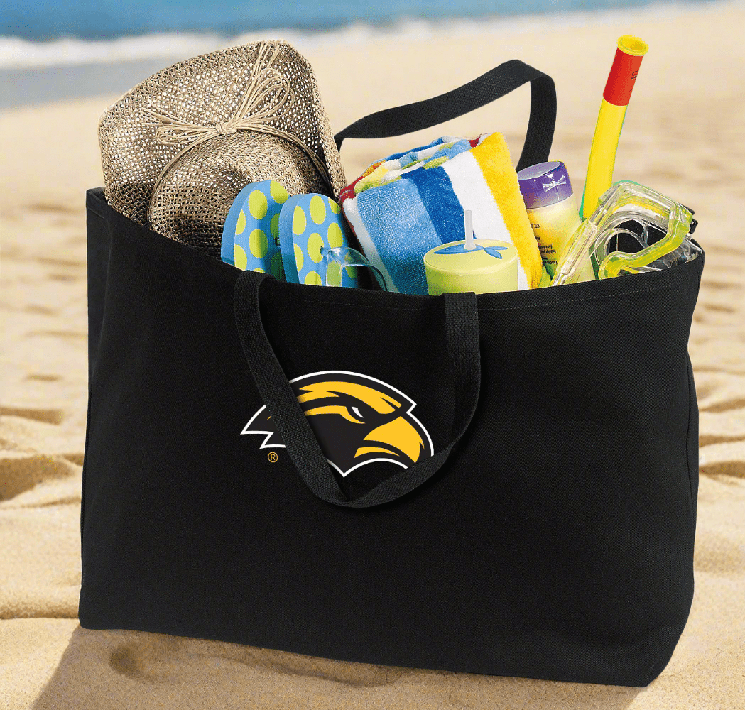 Southern Miss Large Tote Bag USM Jumbo Tote for Beach Pool or Travel Black