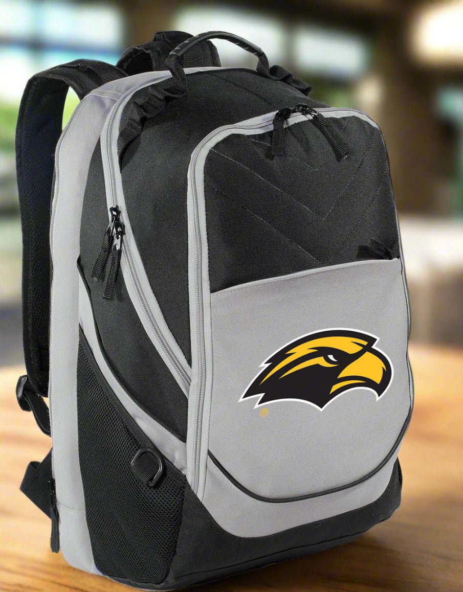 Southern Miss Backpack USM Laptop Computer Backpack Black and Gray