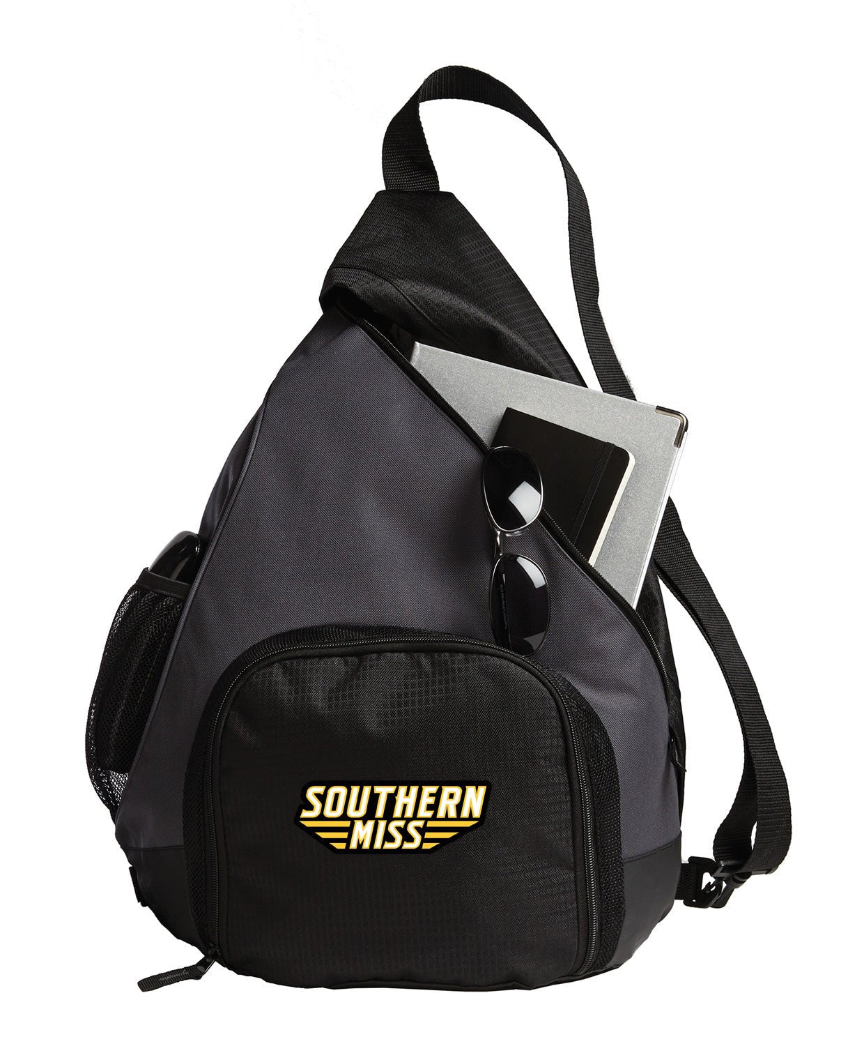 Southern Miss Sling Backpack USM Golden Eagles Bag with Soccer Ball or Volleyball Bag Sports Gear Compartment Practice Bag
