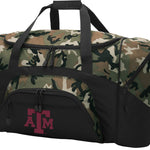 Texas A&M Camo Duffel Bag – Official Aggies Travel, Gym & Sports Bag with Shoulder Strap – 600D Polyester